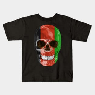 Afghanistan Flag Skull - Gift for Afghanistani With Roots From Afghanistan Kids T-Shirt